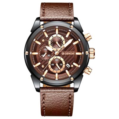 Zegarek Męski Giewont Chronograph Sapphire Czarno Brązowy GW8810-A3