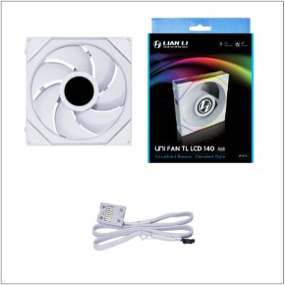 3. Wentylator bezprzewodowy Lian Li UNI FAN TL LCD, ARGB, PWM - 140mm, biały