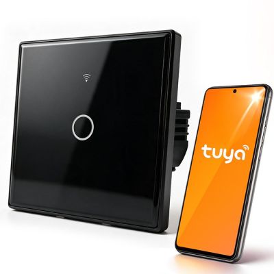 QOLTEC WŁĄCZNIK/WYŁĄCZNIK ŚWIATŁA | DOTYKOWY 1-KANAŁOWY | WI-FI | TIMER | TUYA | CZARNY