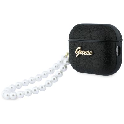 3. Etui Guess Glitter Pearl Strap na AirPods Pro 3 - czarne