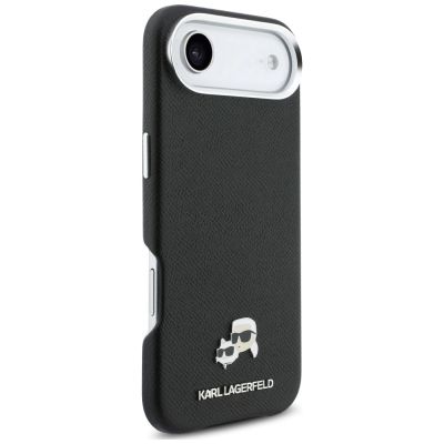 4. Etui Karl Lagerfeld Karl & Choupette Head Pins Saffiano MagSafe na iPhone Air - czarne