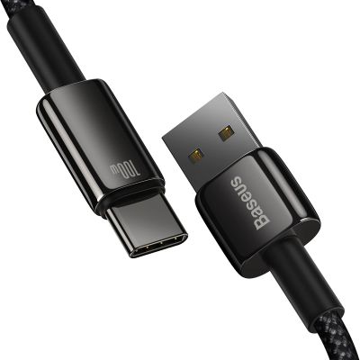 3. Baseus Tungsten Gold kabel USB-A - USB-C 480Mb/s 100W 2m czarny (CAWJ000101)