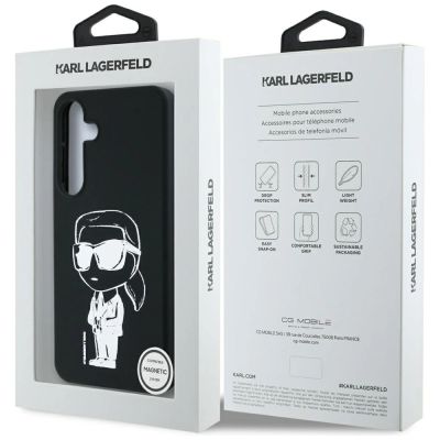 8. Etui Karl Lagerfeld Silicone Graffiti Ikonik Printed Logo MagSafe Samsung Galaxy S25 czarny