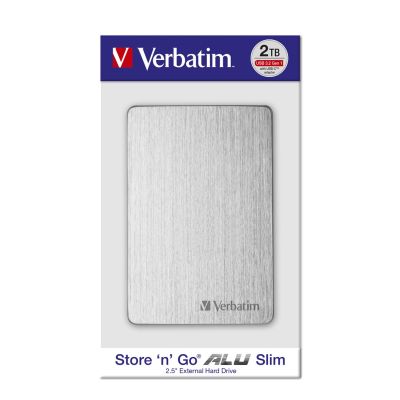 8. Verbatim Store 'n' Go ALU Slim zewnętrzny dysk twardy 1TB 2.5" USB Type-C 3.2 Gen 1 (3.1 Gen 1) Srebrny