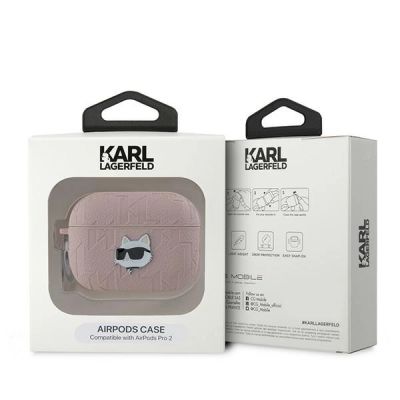 4. Etui Karl Lagerfeld Monogram Choupette Head na AirPods Pro 2 - różowe