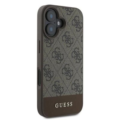 4. Etui Guess 4G Bottom Stripe na iPhone 16 Plus 6.7" - brązowe