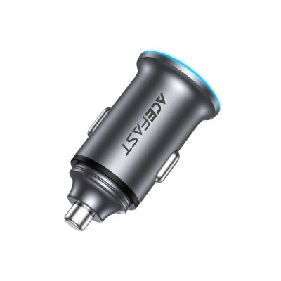 4. Ładowarka samochodowa Acefast B15 65W USB-A + USB-C - szara