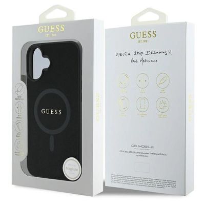 8. Etui Guess Saffiano Classic Logo MagSafe na iPhone 16 Plus - czarne
