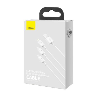 5. Baseus Superior 3w1 kabel USB - Lightning / USB Typ C / micro USB 3,5 A 1,5 m Biały (CAMLTYS-02)