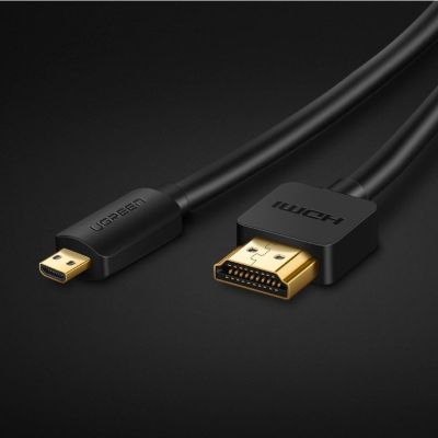 10. Ugreen kabel przewód HDMI - micro HDMI 19 pin 2.0v 4K 60Hz 30AWG 1,5m czarny (30102)
