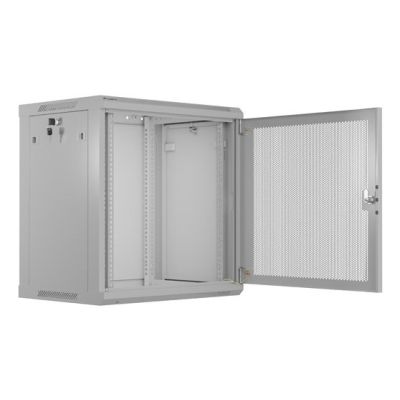 8. Szafa instalacyjna RACK wisząca 19" 12U 600X450 szara drzwi perforowane Lanberg (flat pack)