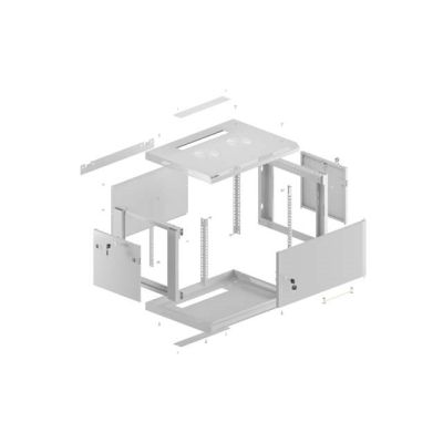 29. LANBERG SZAFA INSTALACYJNA RACK WISZĄCA 19" 4U 600X600 SZARA DRZWI METALOWE (FLAT PACK)