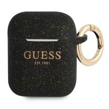 Etui Guess Silicone Glitter na AirPods 1/2 - czarne