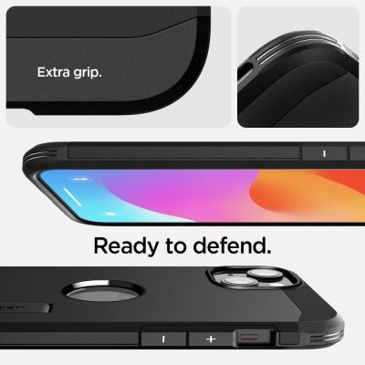 10. Etui Spigen Tough Armor MagSafe na iPhone 15 - czarne