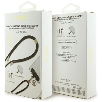 4. Kabel Guess CBDY 4G Charm USB-C / USB-C 150cm - czarny