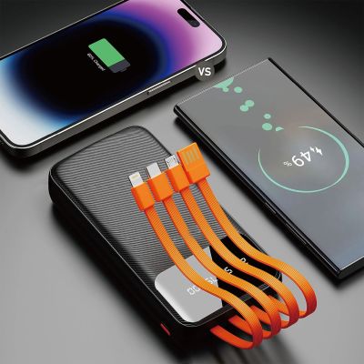 4. Dudao K6Pro uniwersalny powerbank 10000mAh z kablem USB, USB Typ C, Lightning czarny (K6Pro-black)