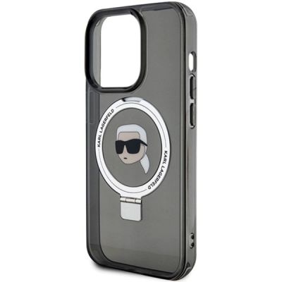 6. Etui Karl Lagerfeld Ring Stand Karl Head MagSafe do iPhone 15 Pro Max - czarne