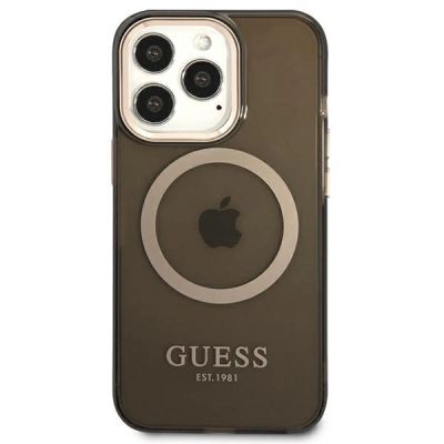 3. Etui Guess Gold Outline Translucent MagSafe na iPhone 13 Pro / iPhone 13 - czarne