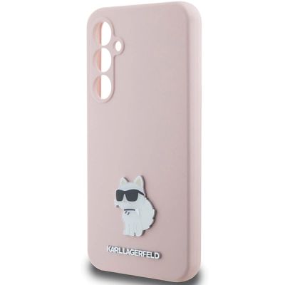 6. Etui Karl Lagerfeld Silicone Choupette Metal Pin na Samsung Galaxy S23 FE - różowe
