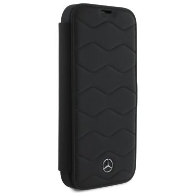 4. Etui Mercedes MB Waves Leather na iPhone 16 Pro Max - czarne