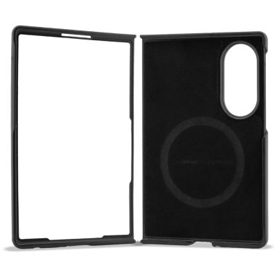 6. Etui BMW M Leather Perforated Tricolor Stripe Metal Logos MagSafe na Samsung Galaxy Z Fold 8 - czarne