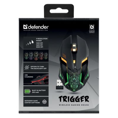 4. DEFENDER MYSZ GM-934 TRIGGER OPTIC RF BEZPRZEWODOWA 3200DPI 7P 52934