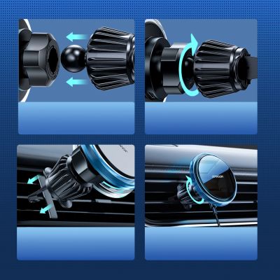 3. Joyroom uchwyt samochodowy do telefonu z ładowarką indukcyjną Qi 15W (kompatybilną z MagSafe) na kratkę nawiewu srebrny (JR-ZS291)