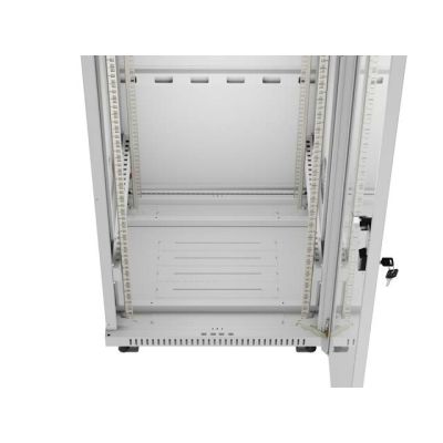12. LANBERG SZAFA INSTALACYJNA RACK STOJĄCA 19" 32U 600X600 SZARA DRZWI PRZESZKLONE LCD (FLAT PACK) V2