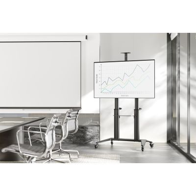 3. Stojak mobilny pojedynczy z półką i uchwytem na kamerę 1xLCD max. 120" max. 140kg