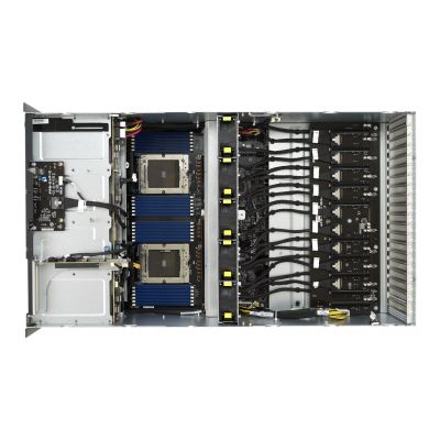 8. Platforma Asus Rack (4U) ESC8000A-E12 AMD Epyc 9004 (8x NVMe/SATA HS, 1xM.2, 2x10Gbe, IPMI, 2+2 3000W)