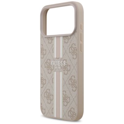 6. Etui Guess 4G Printed Stripes MagSafe na iPhone 17 Pro Max - różowe