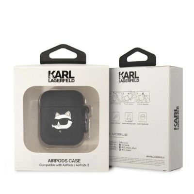 3. Etui Karl Lagerfeld Silicone Choupette Head 3D na AirPods 1/2 - czarne