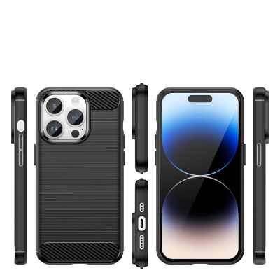 2. Carbon Case etui iPhone 14 Pro Max elastyczny żelowy pokrowiec na tył plecki czarny