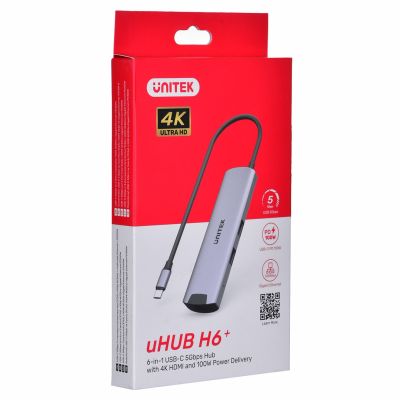 7. UNITEK AKTYWNY HUB USB-C 5GBPS, HDMI RJ-45 PD 100W