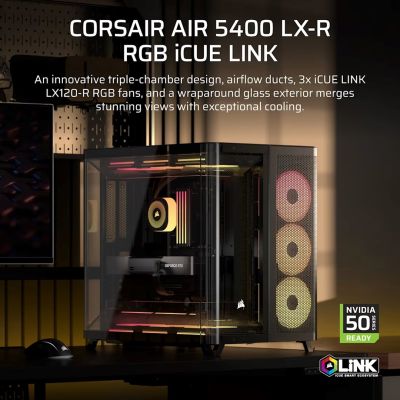 2. Obudowa Corsair AIR 5400 LX-R LINK Tempered Glass Mid-Tower, Black