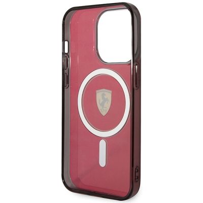 7. Etui Ferrari Translucent MagSafe na iPhone 14 Pro - czerwone