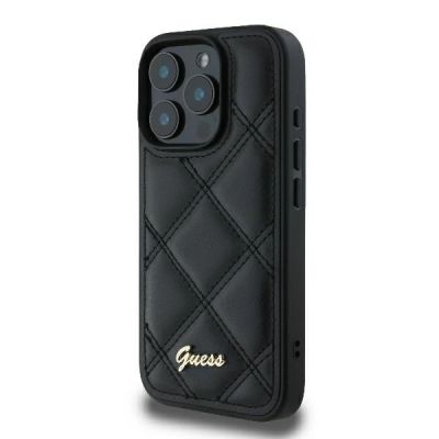 2. Etui Guess Quilted Metal Logo na iPhone 16 Pro - czarne