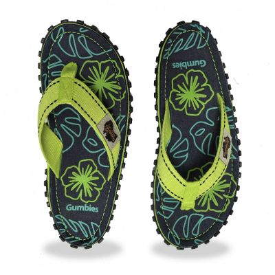 12. Japonki Gumbies Islander Flip-Flops Lime Hibiscus GU-FFISL148