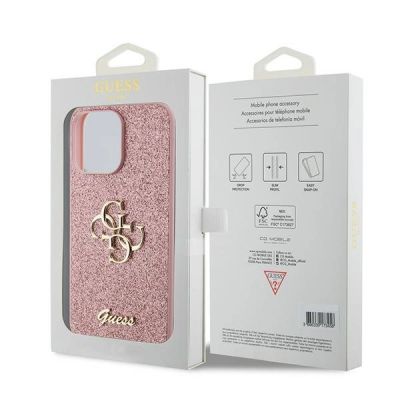 8. Etui Guess Glitter Script Big 4G do iPhone 15 Pro - różowe