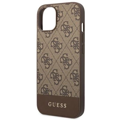 6. Etui Guess 4G Stripe Collection na iPhone 14 Plus / 15 Plus 6.7" - brązowe