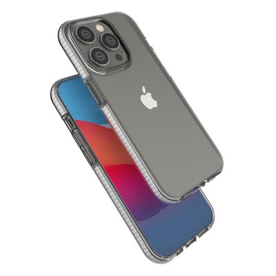 4. Spring Case etui iPhone 14 Pro silikonowy pokrowiec z ramką jasnoróżowe