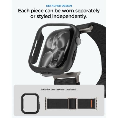 7. Zestaw etui Spigen Thin Fit + pasek Spigen Lite Fit Ultra na Apple Watch (46 mm) - czarne