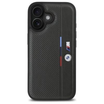 3. Etui BMW M Perforated Tricolor Detail Line na iPhone 16 - ciemnoszare