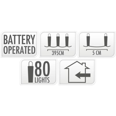 3. LAMPKI DRUCIKI NA BATERIE GIRLANDA 80 LED SUPER CIEPŁY BIAŁY