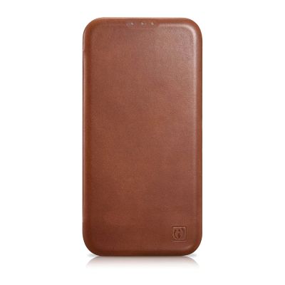 2. iCarer CE Oil Wax Premium Leather Folio Case skórzane etui iPhone 14 Plus z klapką magnetyczne MagSafe brązowy (AKI14220707-BN)
