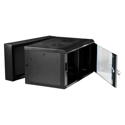 10. Extralink Szafa rack 6U 600x600 AZH Czarna montowana na ścianie, dwusekcyjna
