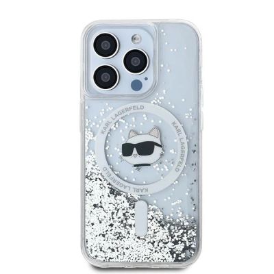 3. Etui Karl Lagerfeld Liquid Glitter Choupette Head MagSafe na iPhone 15 Pro Max - przezroczyste