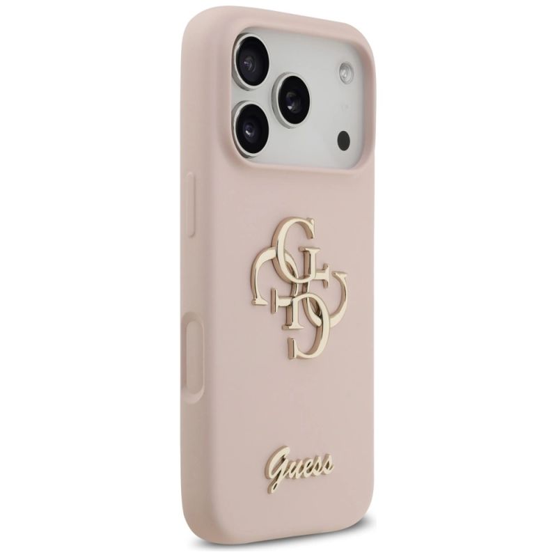 4. Etui Guess Silicone Big 4G Script na iPhone 17 Pro - różowe