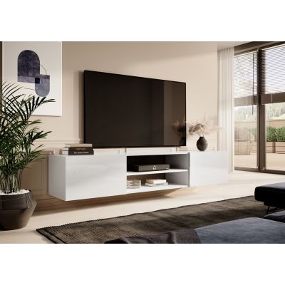 3. Szafka RTV SLIDE 200K 200x40xH37 cała w białym połysku