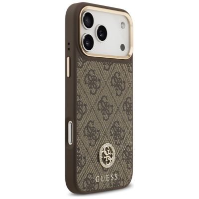 4. Etui Guess 4G Strass Logo MagSafe na iPhone 17 Pro Max - brązowe